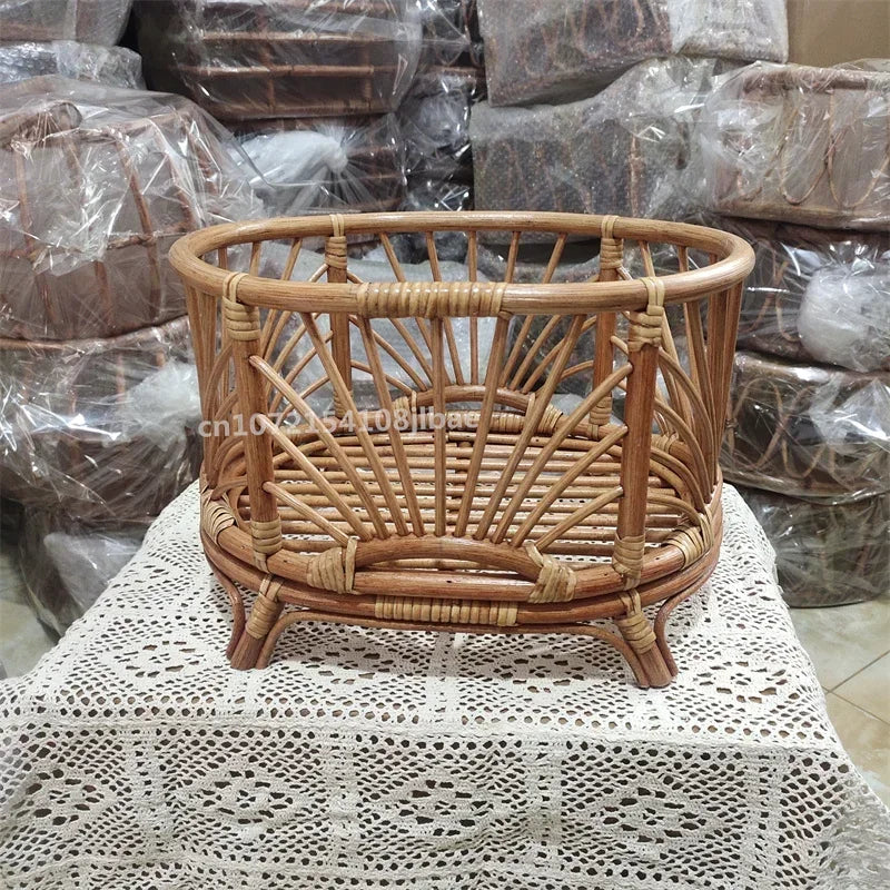 Retro Rattan Basket Chair Newborn Photography Prop Three Size Options Model 33x28.5x25cm