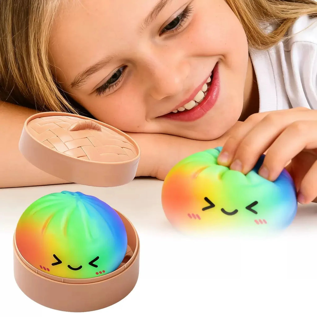 Cute Bao Bun Dumpling Squishy Slime Stress Relief Toys Non-Stick Clear Glitter Slime Stress Ball Fidget Toy for Kids Party Favor