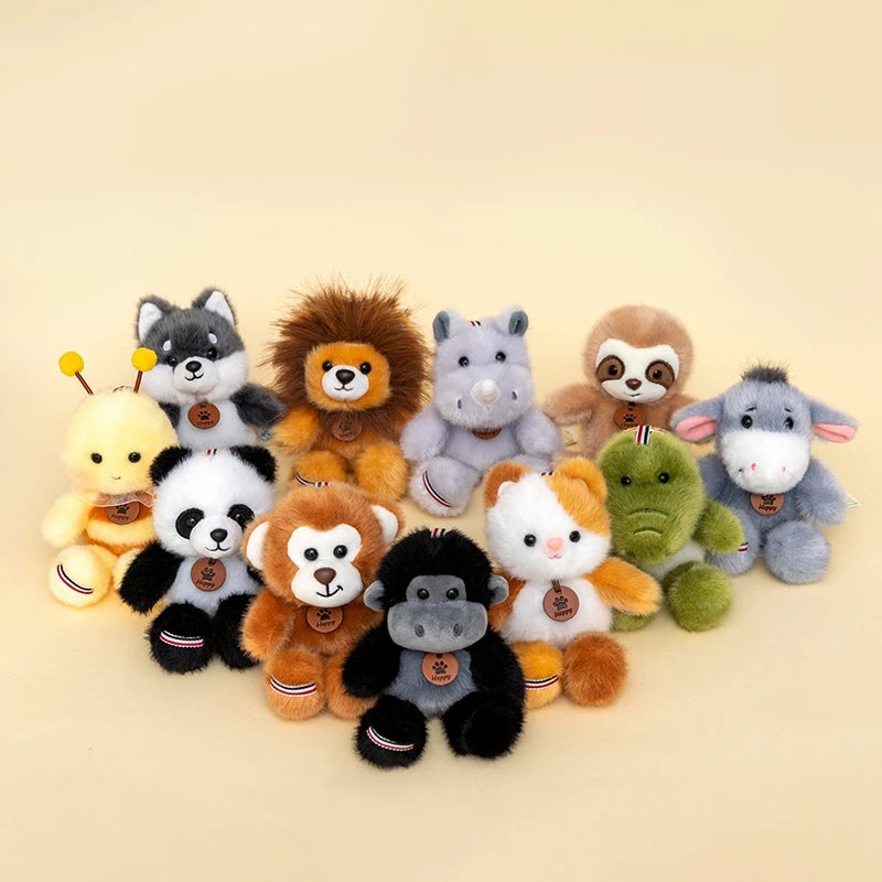 Kawaii Animal Lion Doll Cute Jumping Series Plush Pendant Rhinoceros Sloth Panda Monkey Toy Bee Husky Crocodile Super Soft Kids