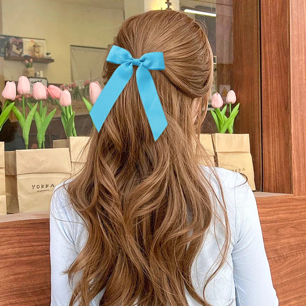 BABY BOWS 20Pcs/lot Girls Sweet Bows Hair Rope Rubber Band Ribbon Bow Elegant Ponytail Headband Gift Set Solid Hairring Dressup