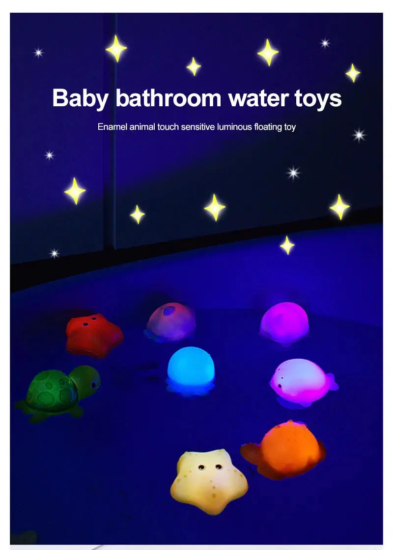 9pcs Floating Light Up Animal Bath Toy Safe PVC Material For Children 3-5 Years Old Perfect For Pools 195F