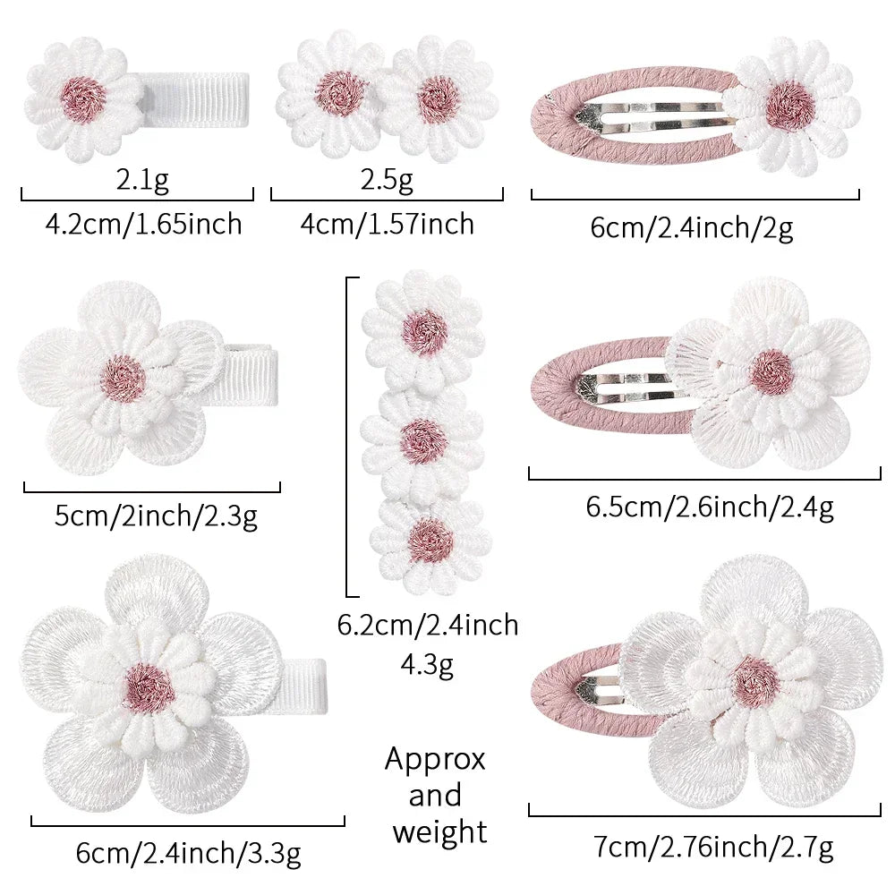 6PCS Cute Daisy Flower Hair Clips Bangs Hairpins for Kids Lace White Barette Princess Hairgripes Children Hair Accessories