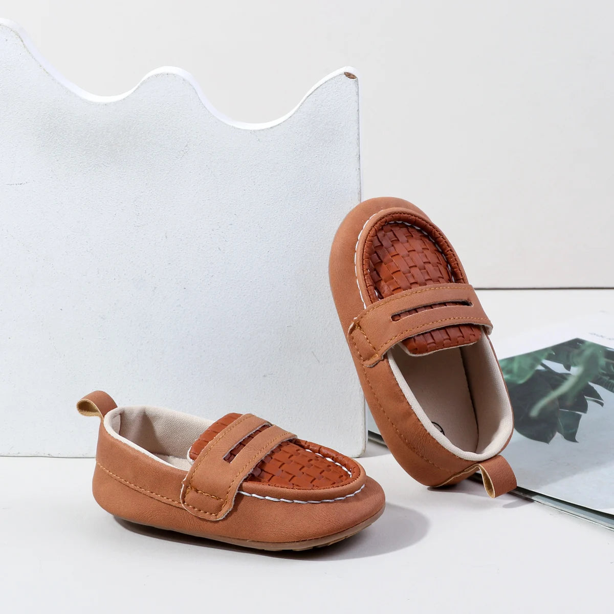 Baby Unisex Slip-on Toddler Shoes Spring And Autumn 0-18 Months Three Colors PU Leather And TPR Sole For Baby Boys And Girls