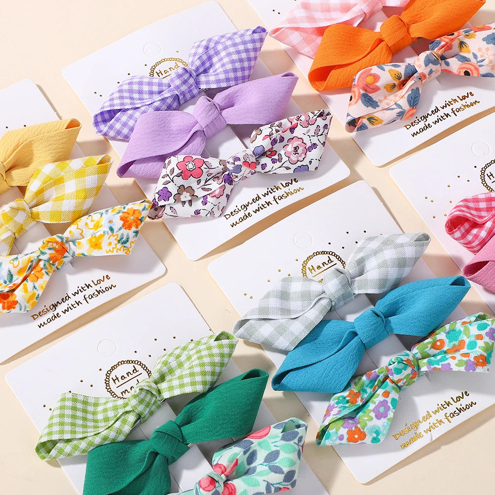 3Pcs Fresh Printing Hairpins Colorful Bowknot Hairclips for Girls Travel Party Dress Up Headwear Kids Hairgripes