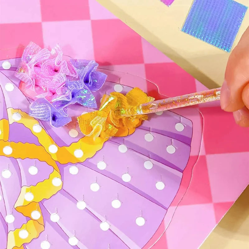 Children's Fabric Art Craze Poke Drawing Craft Toys Creative Puzzle Puncture Painting Poking Sticker Kids Birthday Gift For Girl