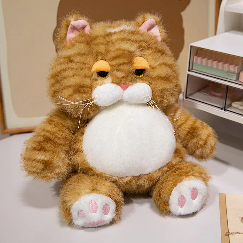 Fat Soft Cat Plush Doll Cute Pattern Weighted Sitting Design Parent-Child Game Toy for Children's Room Decor