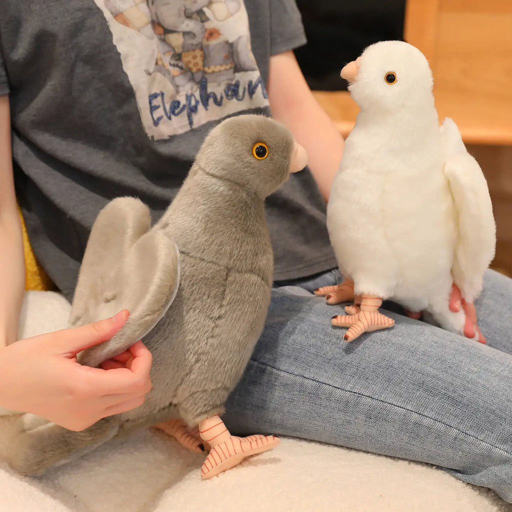 Grey White Simulation Pigeon Plush Toy Peace Dove Stuffed Animal Doll for Kids Home Decor And Photography Props