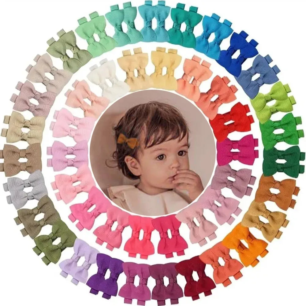 50Pcs 2inch Grosgrain Ribbon Hair Bows Clips for Girls Handmade Bowknot Hairpins Headwear Kids Baby Hair Accessories