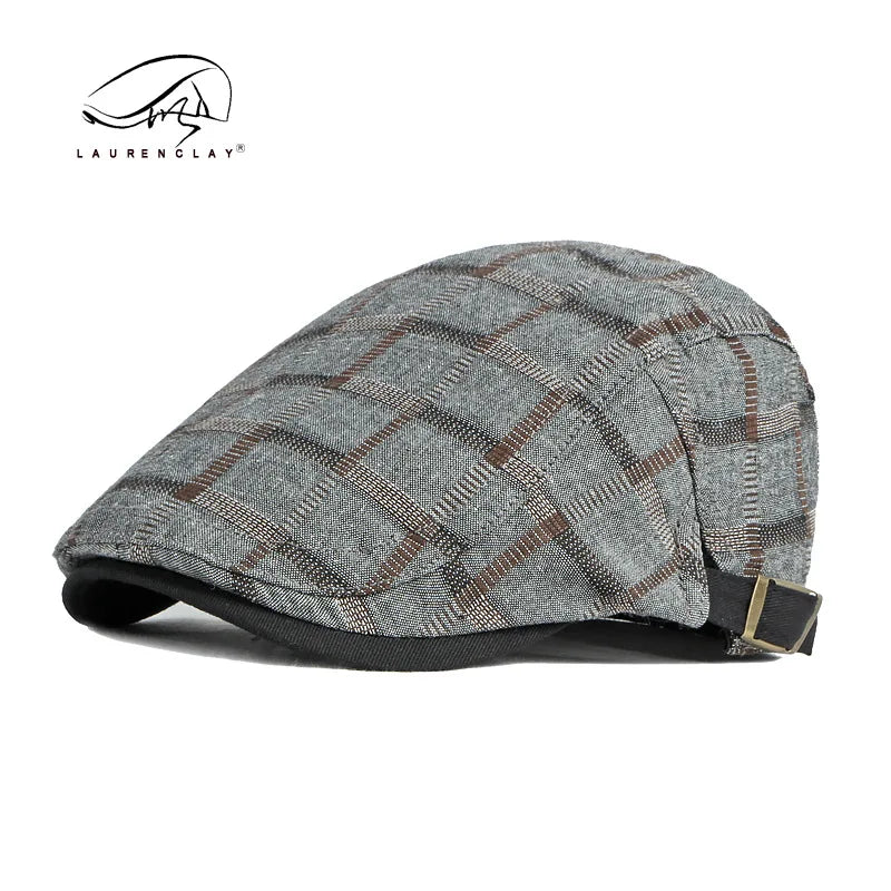 Casual Unisex Duckbill Hat Headwear With Plaid Pattern Painter Beret Style Summer Brit Classic Model DKH01
