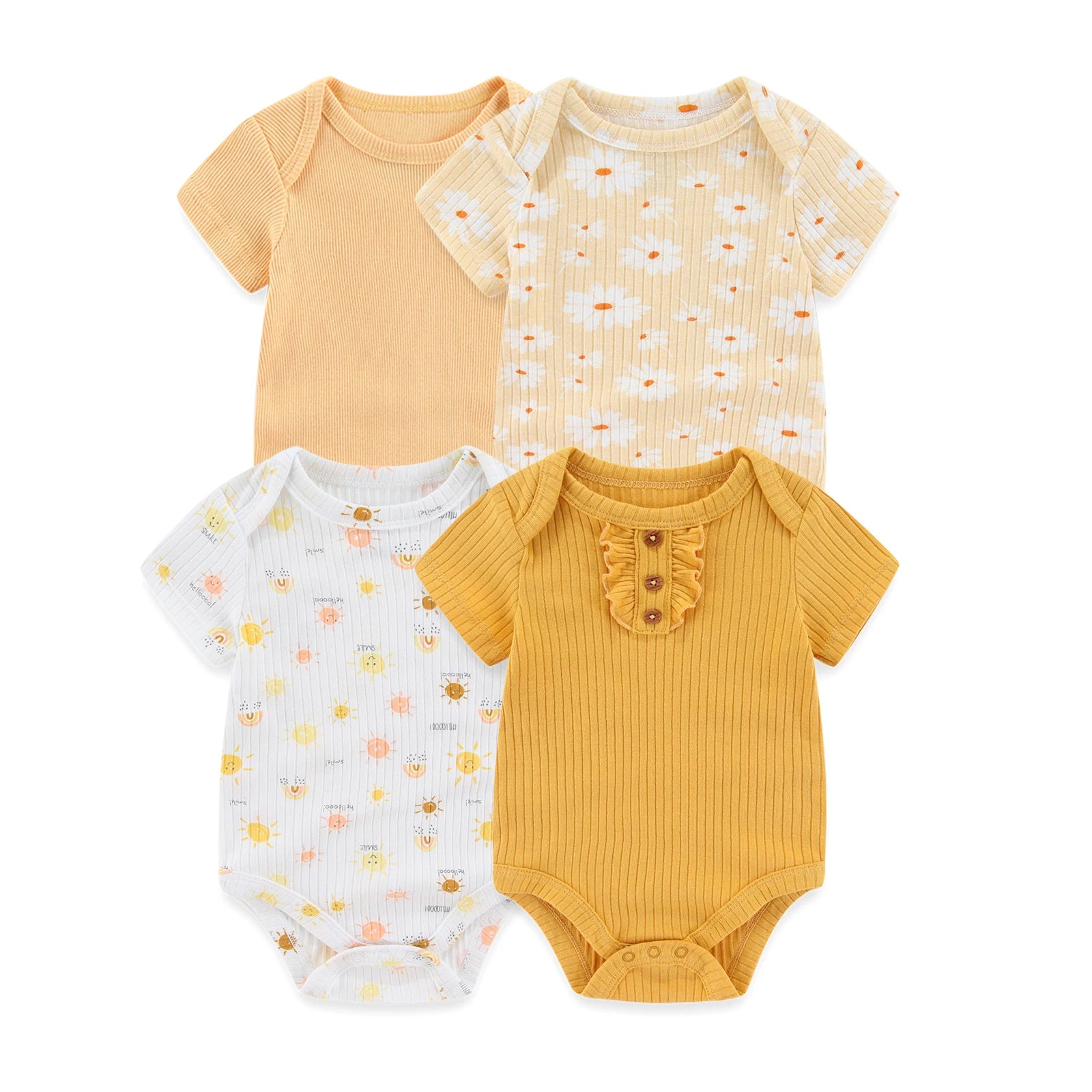 Four Seasons Unisex Infant Bodysuits Set 3 4 5 Pcs Cartoon Print Newborn Onesies