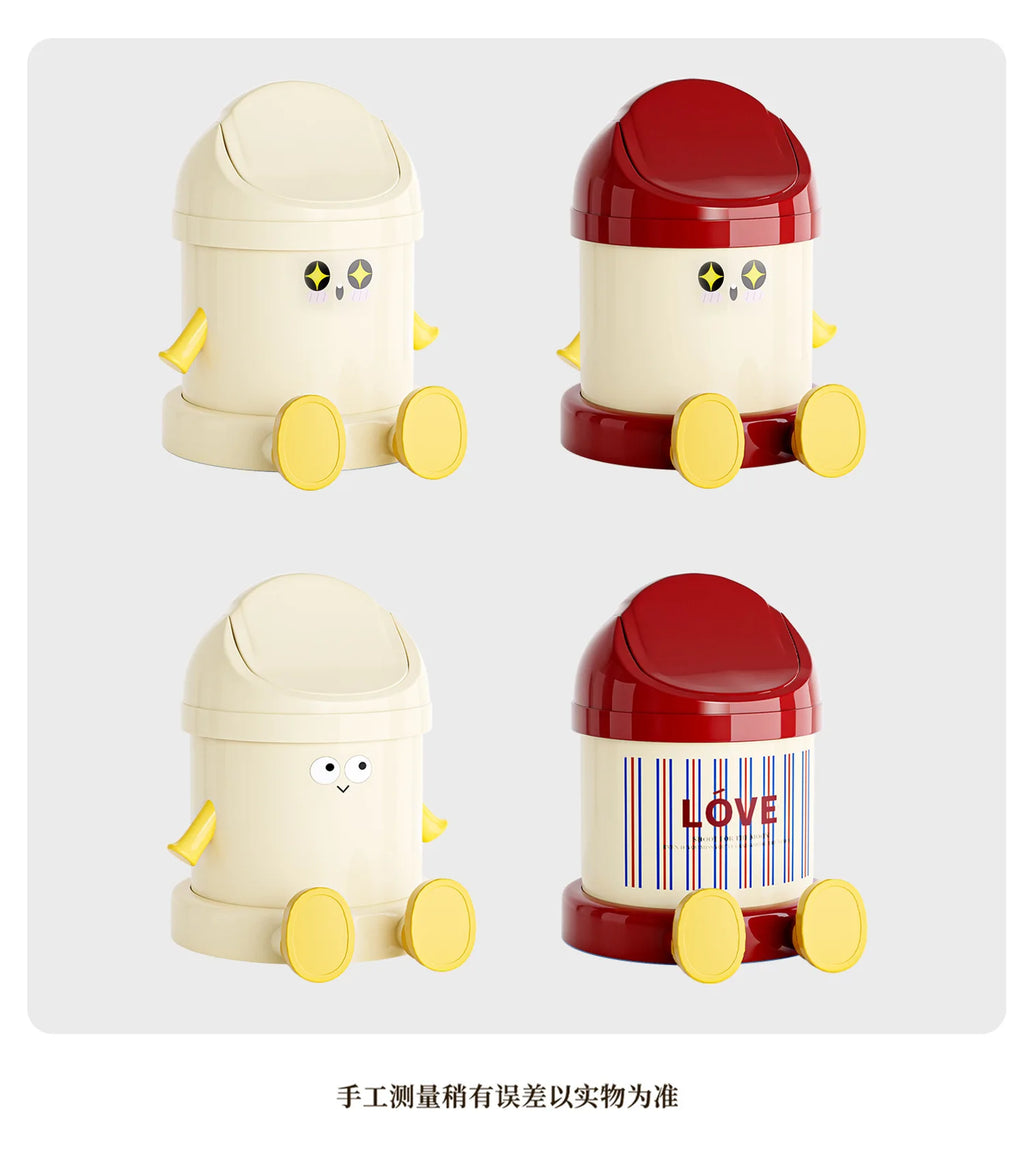 Desktop Trash Can Mini Cute Garbage Basket with Lid Household Garbage Bins Storage Bin Storage Box for Office Bedroom Dormitory