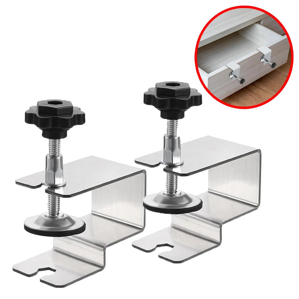 1-10Pcs Woodworking Jig Drawer Front Installation Clamps Stainless Steel Cabinet Jig Drawer Fixing Clip Tool for Tables Desks