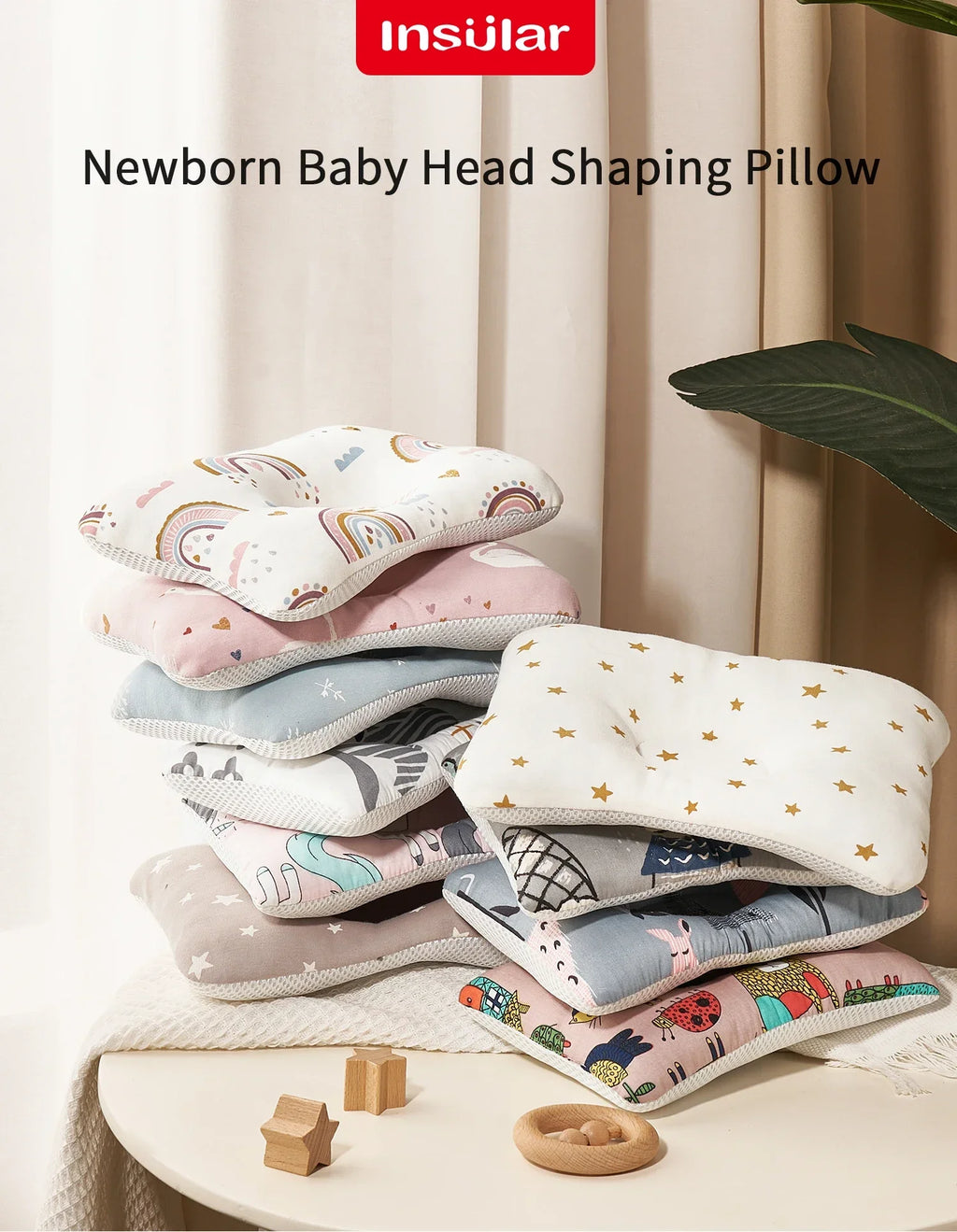INSULAR Infant Head Pillows Baby Design Breathable Cotton Cushion Pillow