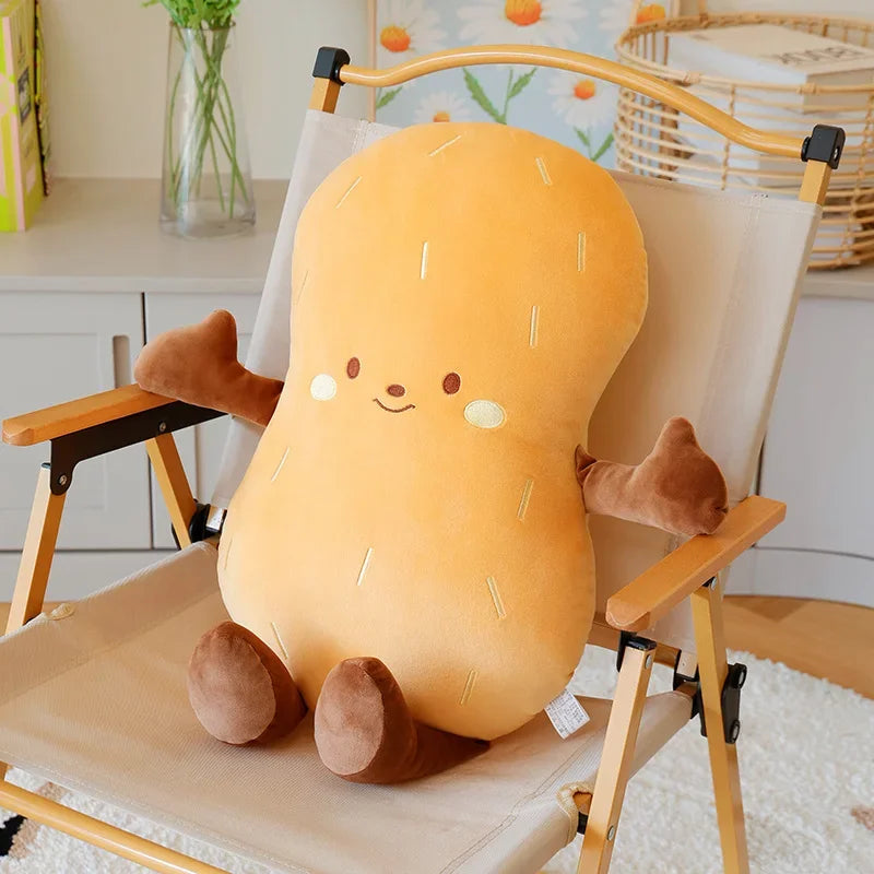 Adorable Cartoon Smile Peanut Plush Throw Pillow Soft Comfy Sleeping Pillow Back Pillow For Chair Creative Home Decor Nice Gift