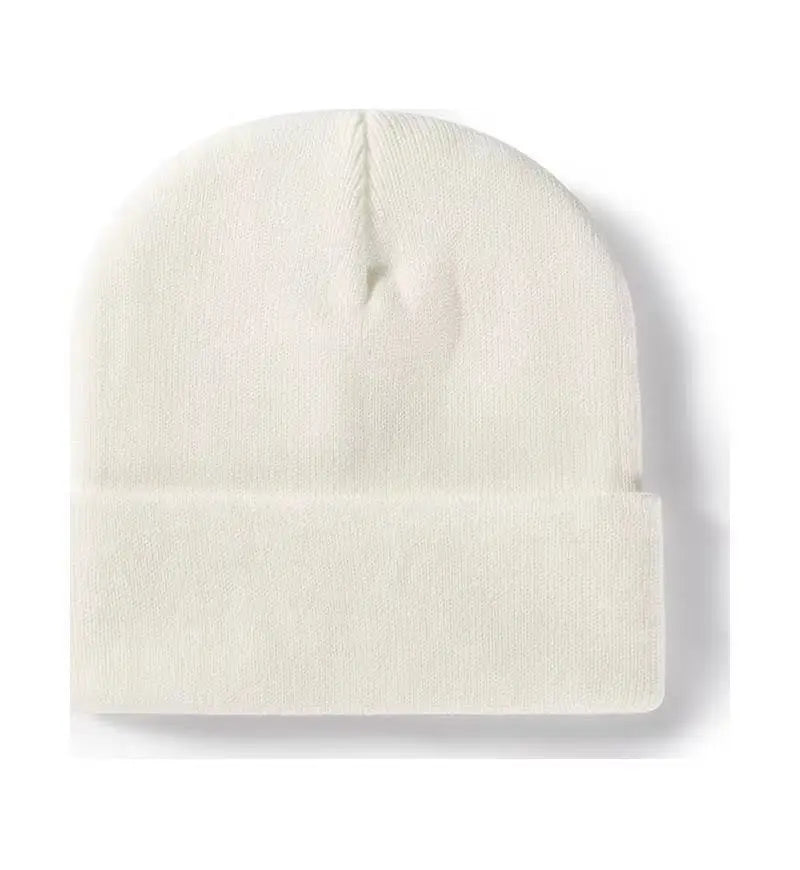 Knitted Hat For Men And Women Warm Beanie Model M01 Solid Color Rolled Edge
