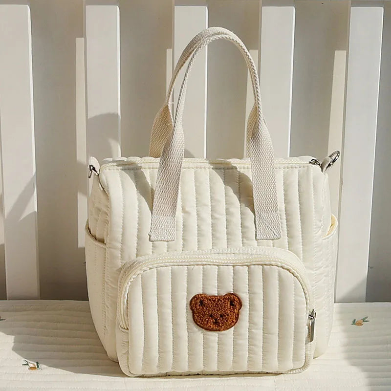 New Mommy Bag Diaper Bag Portable Large Capacity Embroidered Bear 24x20x11cm Bag Size