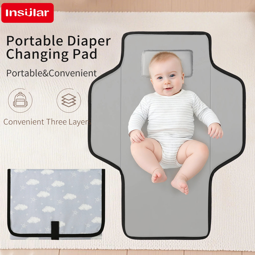 Portable Baby Diaper Mat Foldable Waterproof Cushion Multifunctional Changing Pad Travel Easy Storage Polyester Fiber