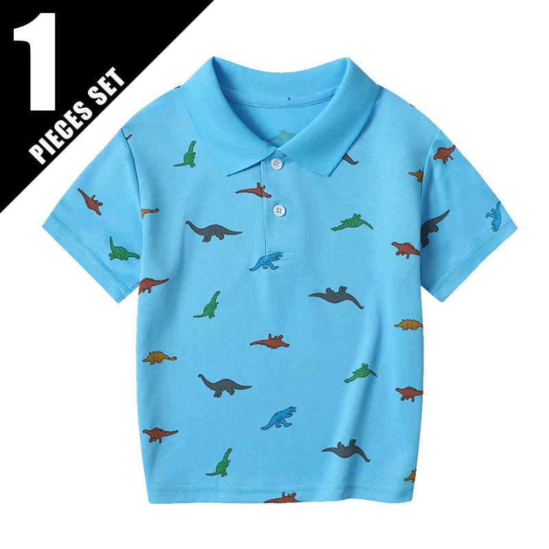 1/3 Pack Children's Summer Dinosaur Printed Multicolor POLO Shirt Boys Casual Fashion Prince T-shirt Joker Comfortable Lapel T