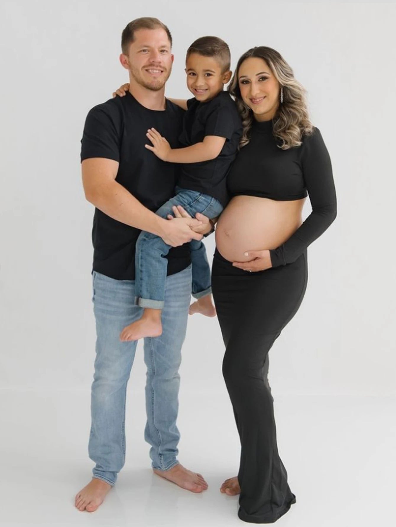 Maternity Mock Neck Long Sleeve Top Slim Maxi Skirt 2 Pcs Set Photoshoot Outfit  Wedding Party Pregnant Clothes