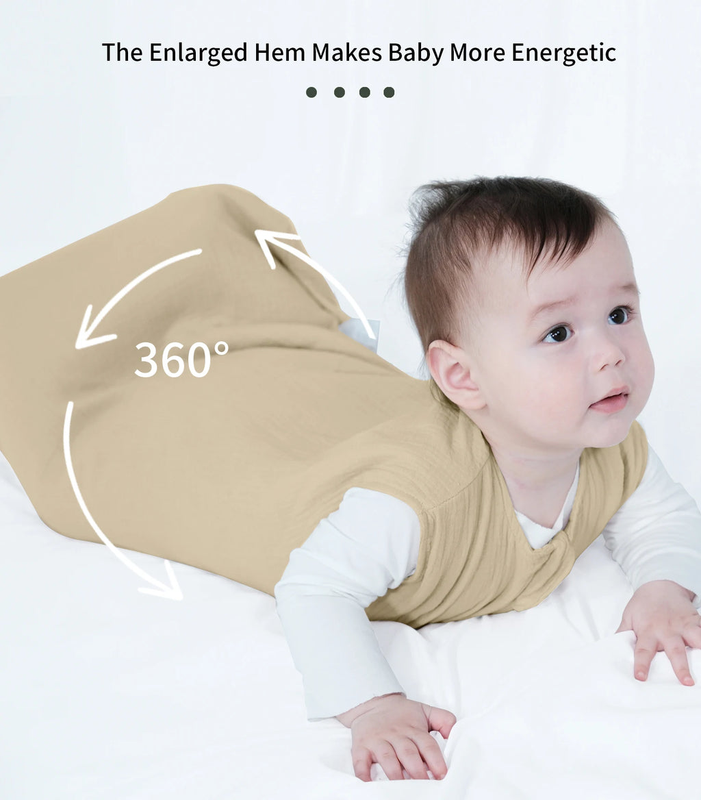 Baby Sleeping Bag Newborn Swaddle Sleeveless Sleep Sack Summer Thin Premium Muslin Cotton Soft 2-Ways Zipper Easy Diaper Changes