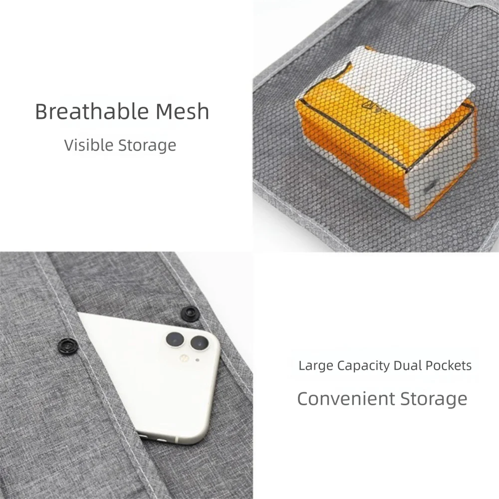 2Pcs Multifunctional Baby Stroller Mesh Bags Hanging Bag Double Pockets Mommy Organizers Perspective Large Capacity