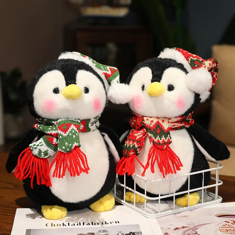Cute Penguin Wear Christmas Hat Plush Toys Kawaii Soft Stuffed Animals Plushies Doll Christmas Party Decor Children Xmas Gift