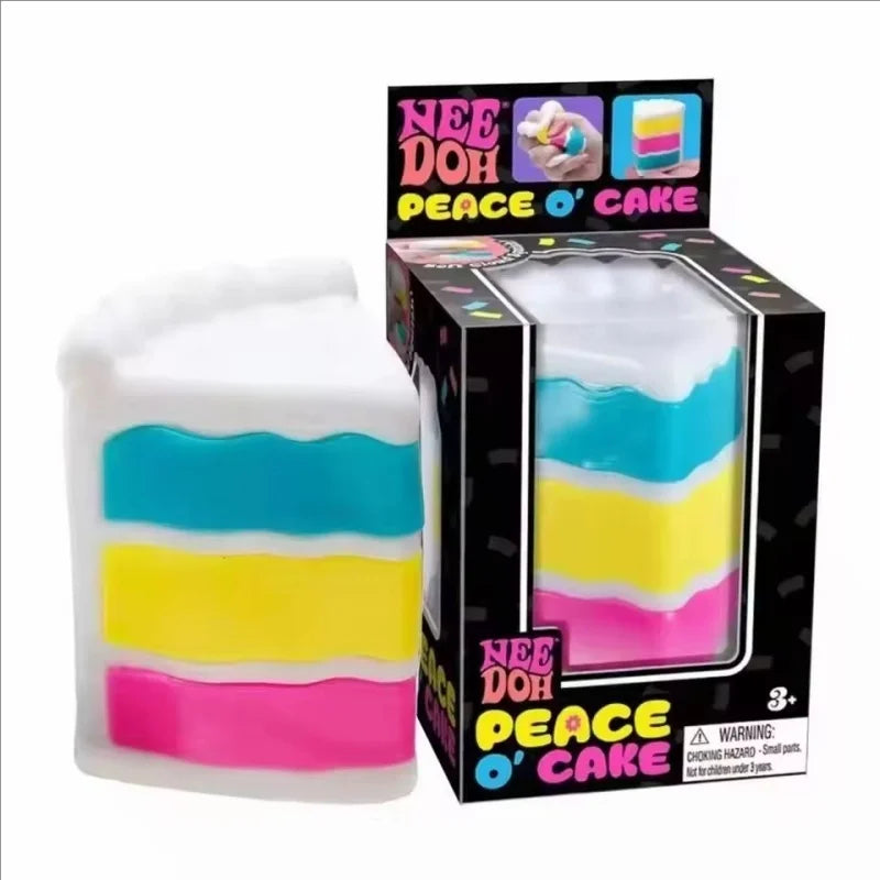 Needoh Peace O' Cake Slice Stress Squeeze Toy TPR Soft Squishy Fidget Gadget Mood Soothing Sensory Toy For Office Decompression