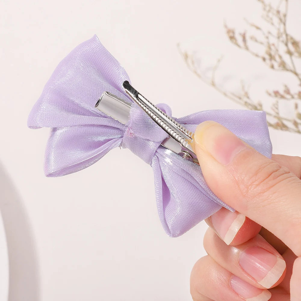 2Pcs/lot Princess Chiffon Bow Ponytail Hair Clips Girls Kids Hair Jewerly Hairpin Barrettes Fashion Hair Accessories
