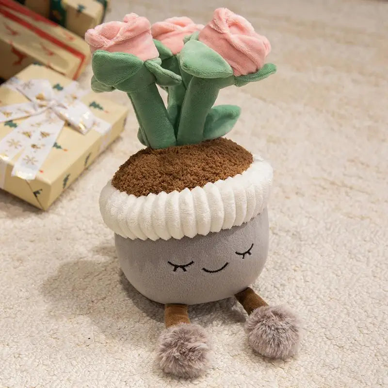 Lifelike Tulip Plush Plant Decor Toy Soft Doll Pendant Kawaii Pillow For Bookshelf Display Model 0000
