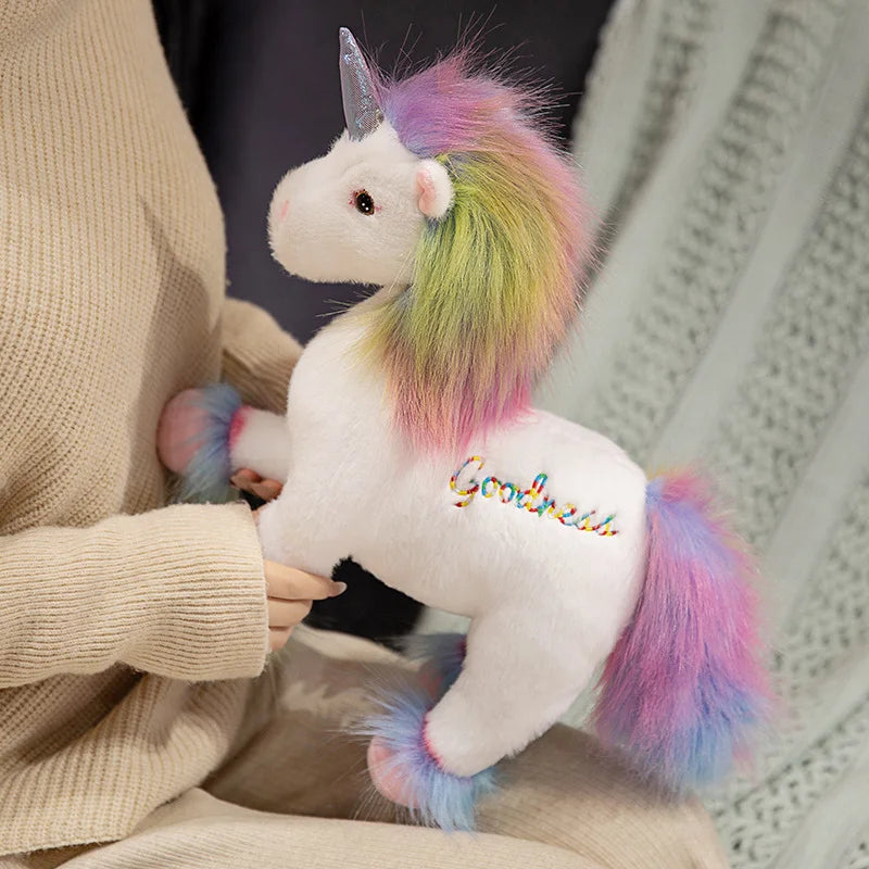 Rainbow Unicorn Plush Doll 32cm Colorful Hair Stuffed Animal For Home Decor And Children's Gift