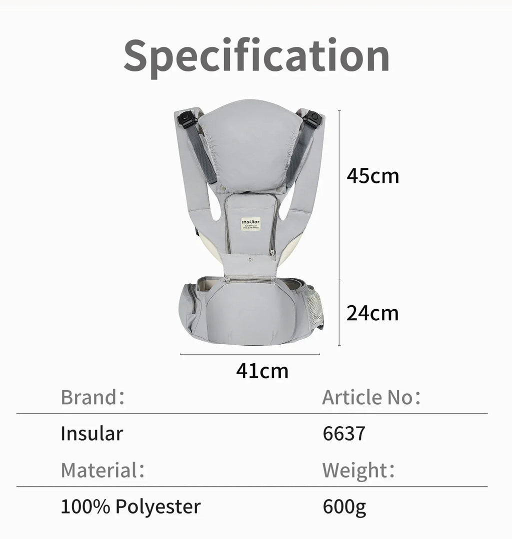 INSULAR 3 In 1 Baby Carrier Multi-functional Child Waist Stool Breathable Waist Stool With Hip Seat Front Hold Portable 0-2Y