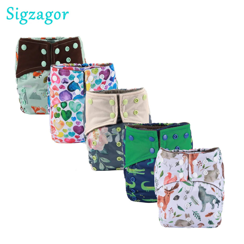 1 Baby Cloth Diaper Nappy Washable Reusable Double Gusset Bamboo Charcoal 3-15kg 8-36lbs NO INSERTS