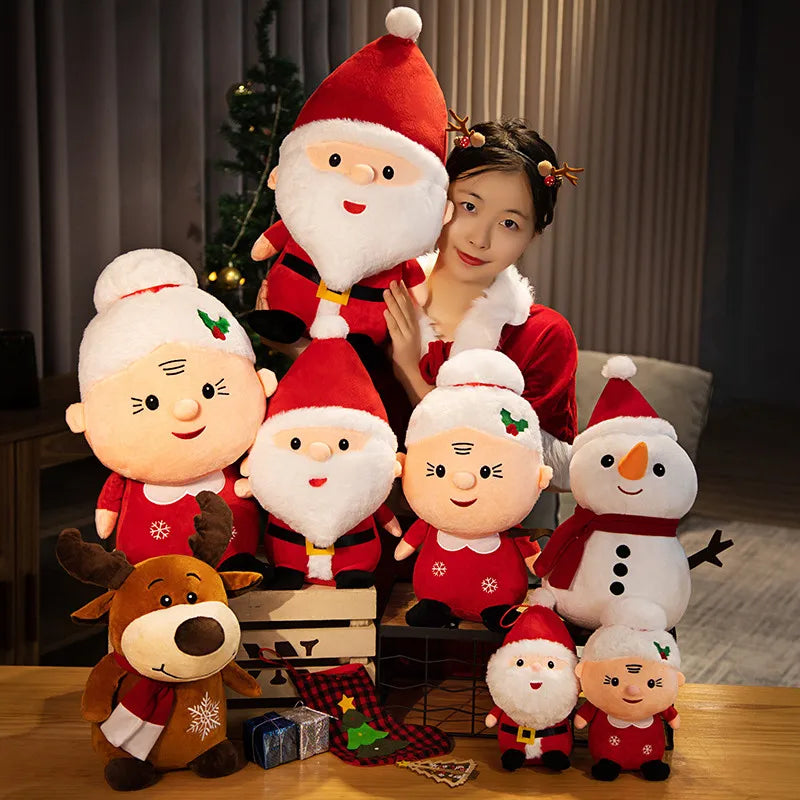 1pc 23cm-50cm Cute Santa Claus Snowman Elk Granny Plush Toys Christmas Decor Dolls Stuffed Soft For Baby Kids Gift