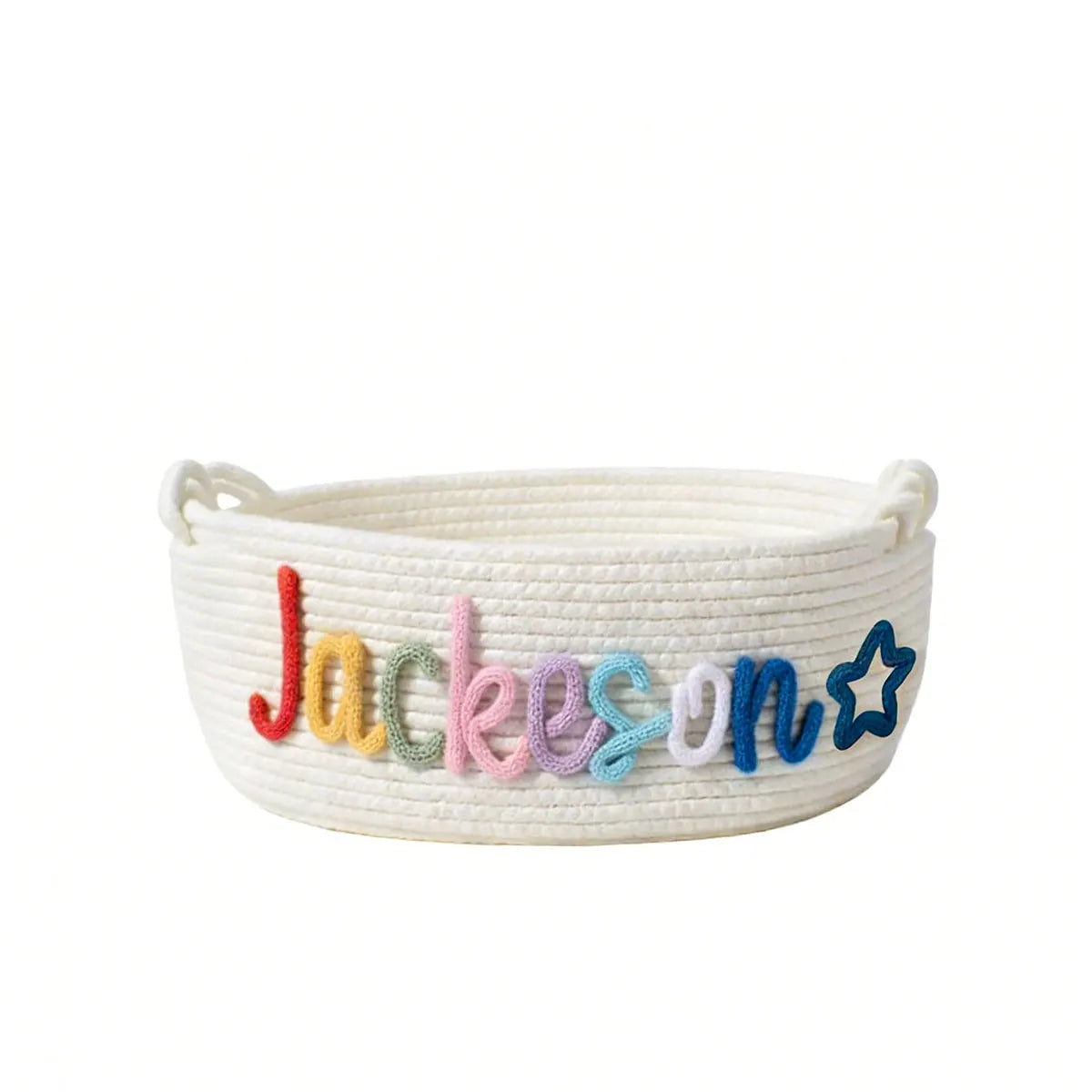 Personalized Woven Storage Basket with Letter – Custom Star Sun Moon Gift Basket