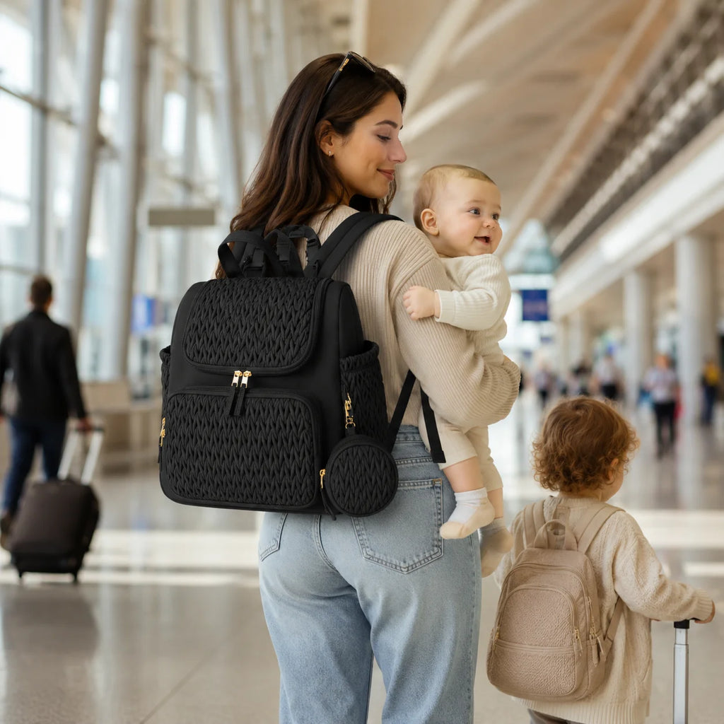 Mommy Diaper Bag Backpack Baby Stroller Organizer Large Capacity Travel Maternity Bag with Insulated Bottle Pockets Changing Pad