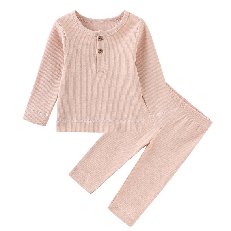 Kiddiezoom Autumn Winter Solid Long Sleeve Newborn Boy Girl Top+Pants Soft Baby Clothing Sets