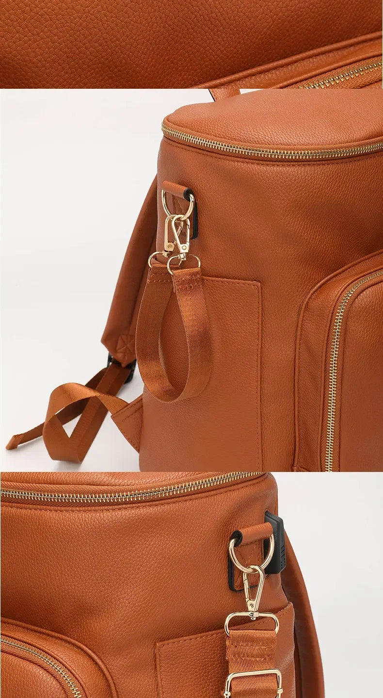 PU Leather Diaper Bag Backpack Large Capacity Travel Carry Bag Maternity Bag Stroller Organizer Nappy Changing Bags Diaper pad
