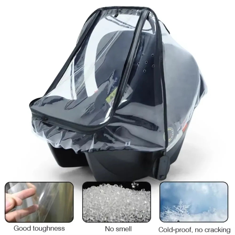 Transparent EVA Baby Safety Seat Rain Cover Double Zipper Windproof Newborn Basket Rain Cover Full Coverage Waterproof