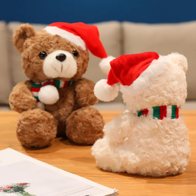 Lovely Cartoon Christmas Scarf Bear Penguin Soft Stuffed Elk Teddy Bear Doll Plush Toy Decoration Girl Boy Kids Christmas Gift
