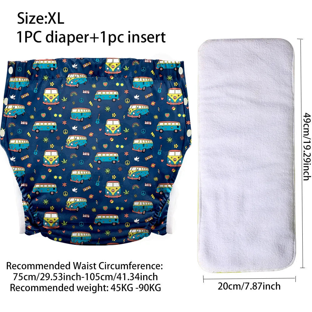 Ice Silk Adult Cloth Diaper Pants Waterproof Reusable Diapers Nappy Pads Anti Leak Breathable