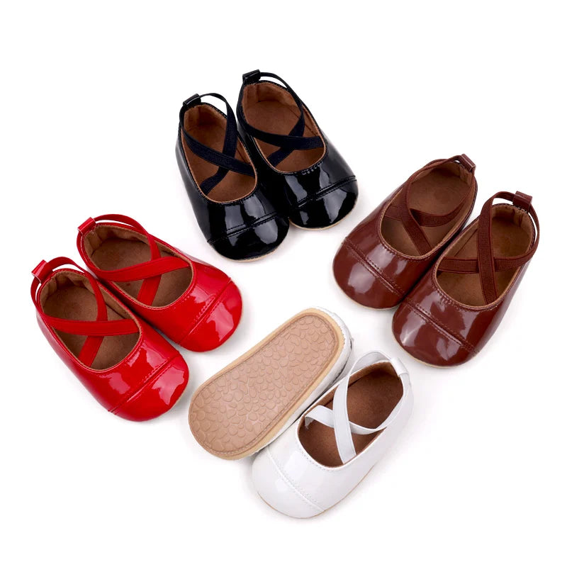 2025 Spring And Autumn Baby Girls First Walking Outdoor Toddler Shoes With High Quality PU Leather For 0-18M Baby Princess Shoes