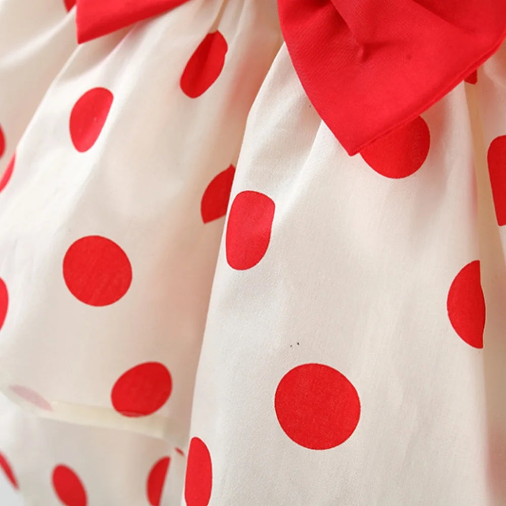 2pc/Set Girls' Outfit Set Summer Polka Dot Bow Blouse And Shorts Baby Girl Clothing Cute Beach Baby Set
