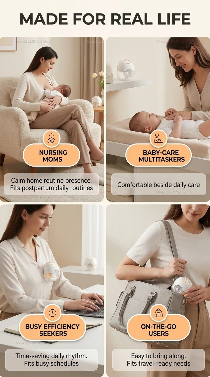 1PCS Wearable Electric Breast Pump Hand Free Low Noise Portable Breast Milk Collector Anti Backflow Comfort Breast Pump BPA-free