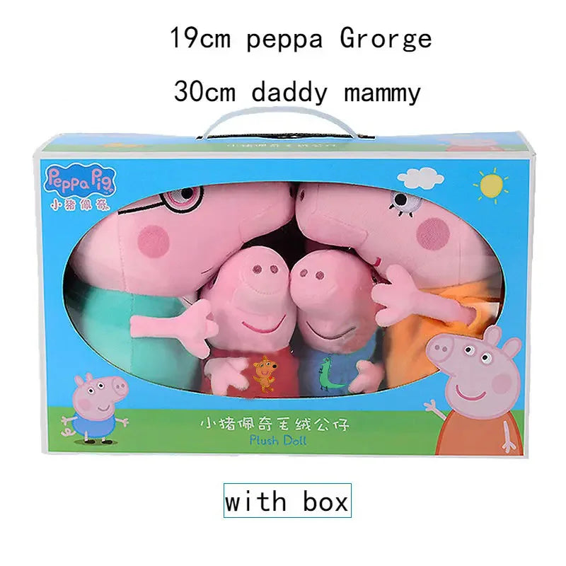 4pcs/set Genuine Peppa Pig 19cm Peppa George 30cm 12'' Mummy Daddy family set Plush Toy Birthday Christmas gift Children Toy