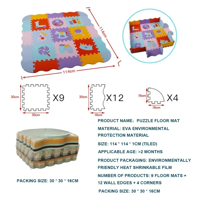 Eva Foam Baby Play Mat 25-Piece Set 30x30cm Puzzle Floor Mat Educational Toy For Nursery