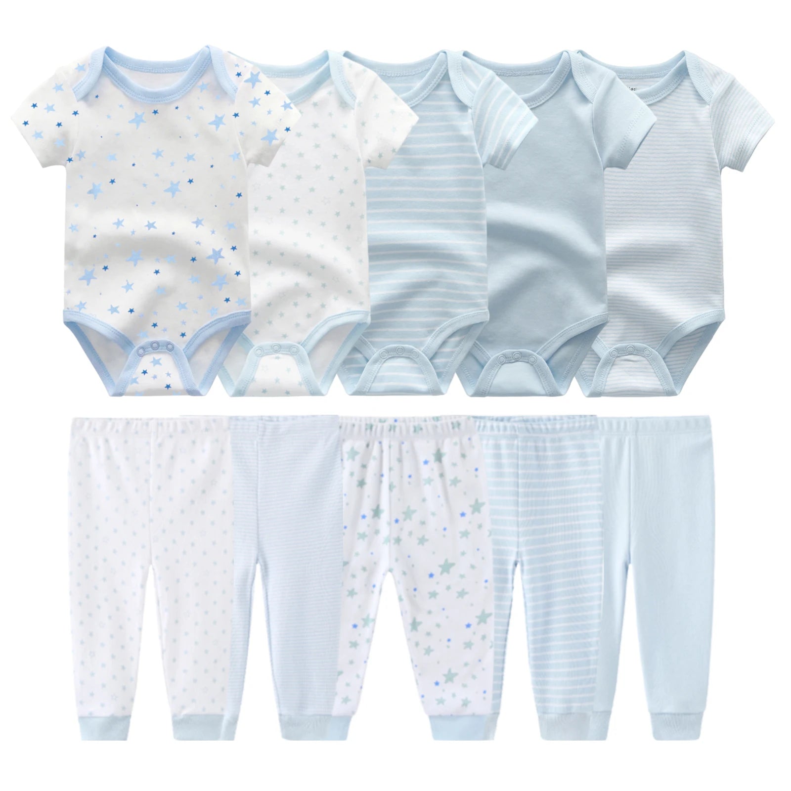 Kiddiezoom Baby Clothing Set Four Seasons Fashion Newborn Bodysuits and Pants 10 Pcs Lot