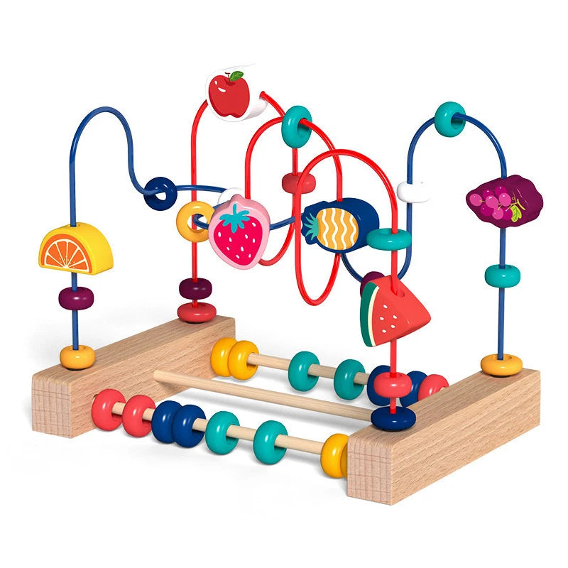 Montessori Baby Toys Wooden Roller Coaster Bead Maze Abacus Math Toys Toddler Early Educational Toys for 1 2 3 Years Kids Gifts