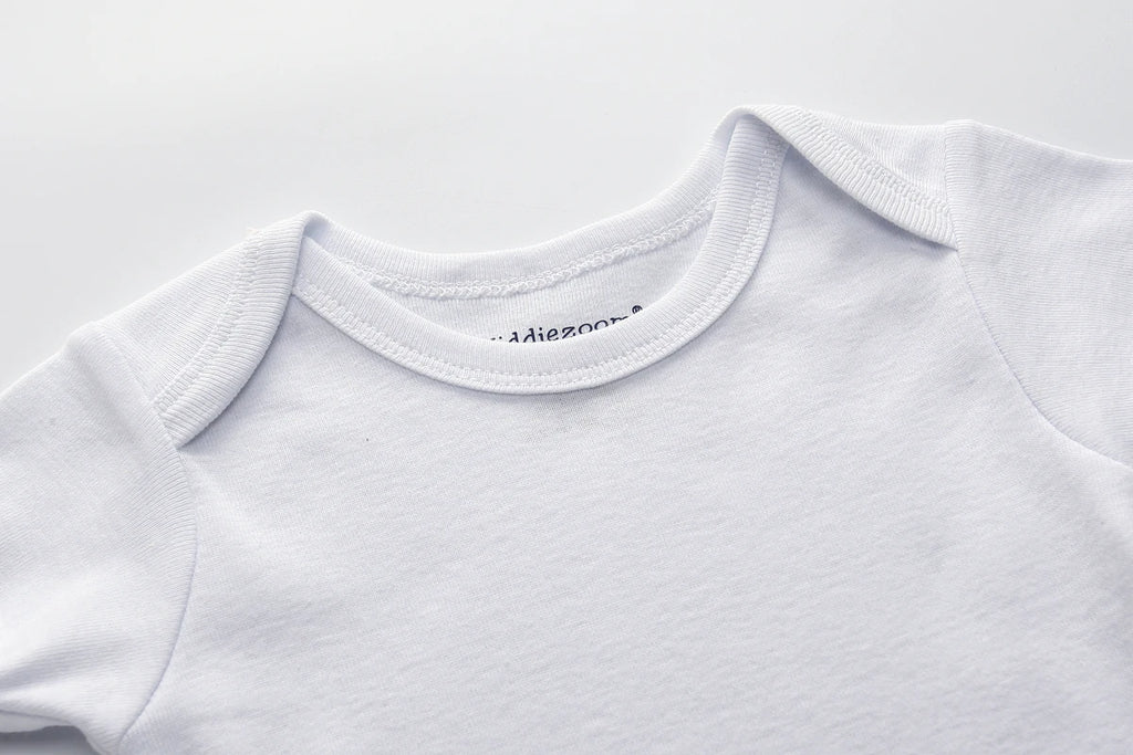 Pure White Five-Piece Unisex Short Sleeve Triangle Romper Baby Bodysuits 0-12 Months Summer Clothes for Boys And Girls