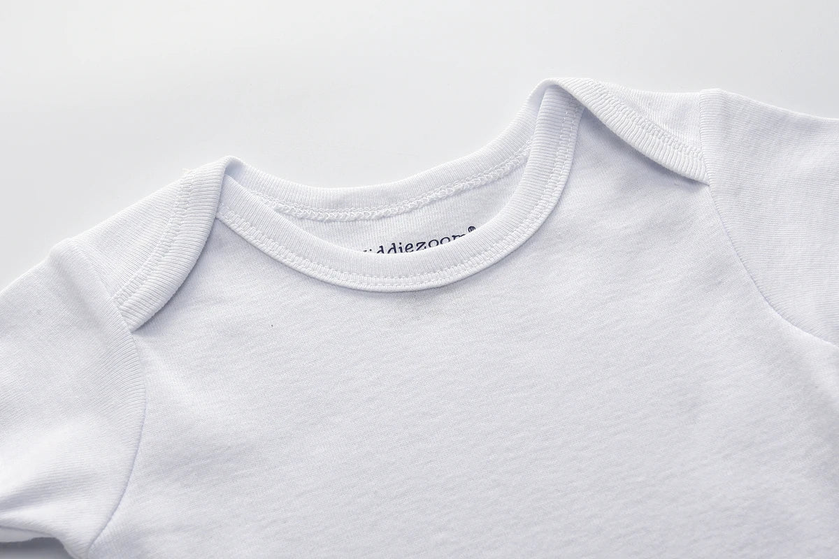 Pure White Five-Piece Unisex Short Sleeve Triangle Romper Baby Bodysuits 0-12 Months Summer Clothes for Boys And Girls