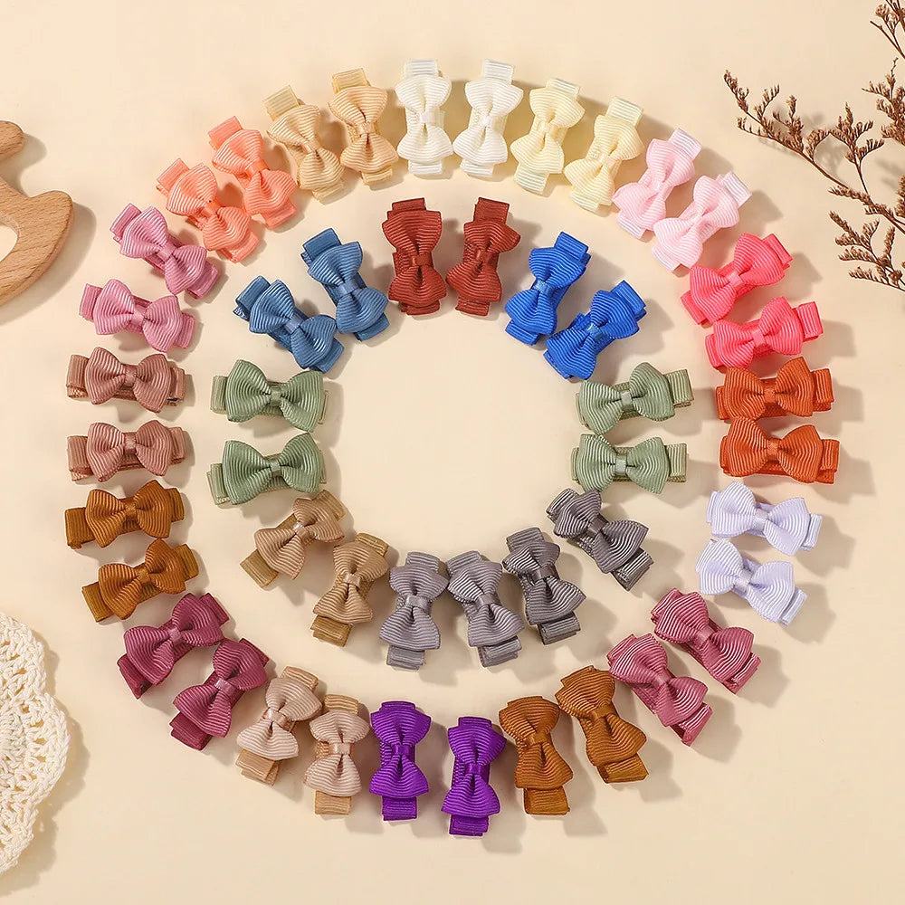 36pcs/set Ribbon Mini Hair Bows Clips for Girls Cute Candy Color Bowknot Hairpins Headwear Toddlers Hair Accessories